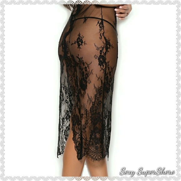 🆕Stunning Eyelash Lace Tea Length Lingerie Gown - Picture 6 of 8